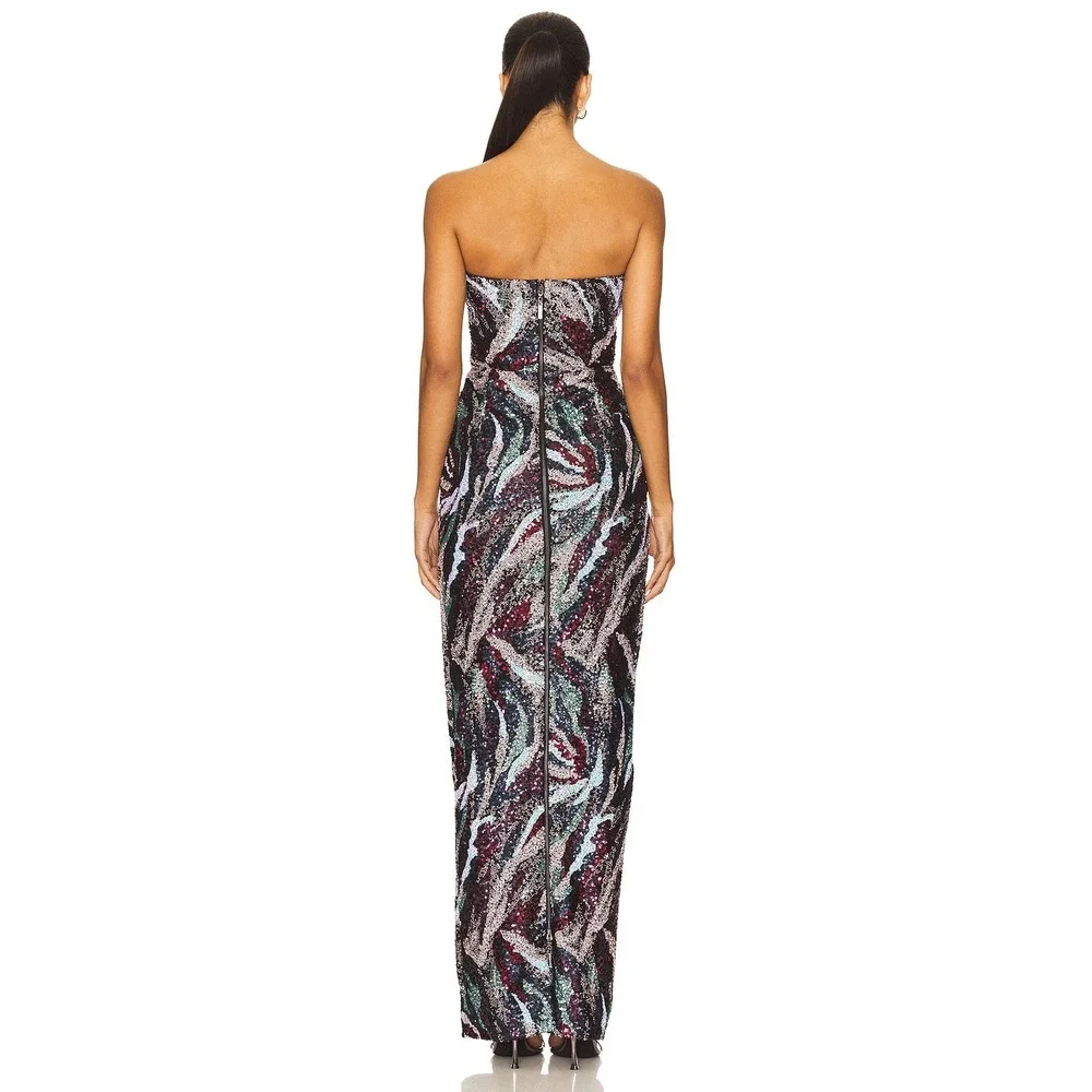 NEW Bronx and Banco Dahlia Pink Multi Strapless Maxi Dress $880 - Size Medium - Picture 10 of 16